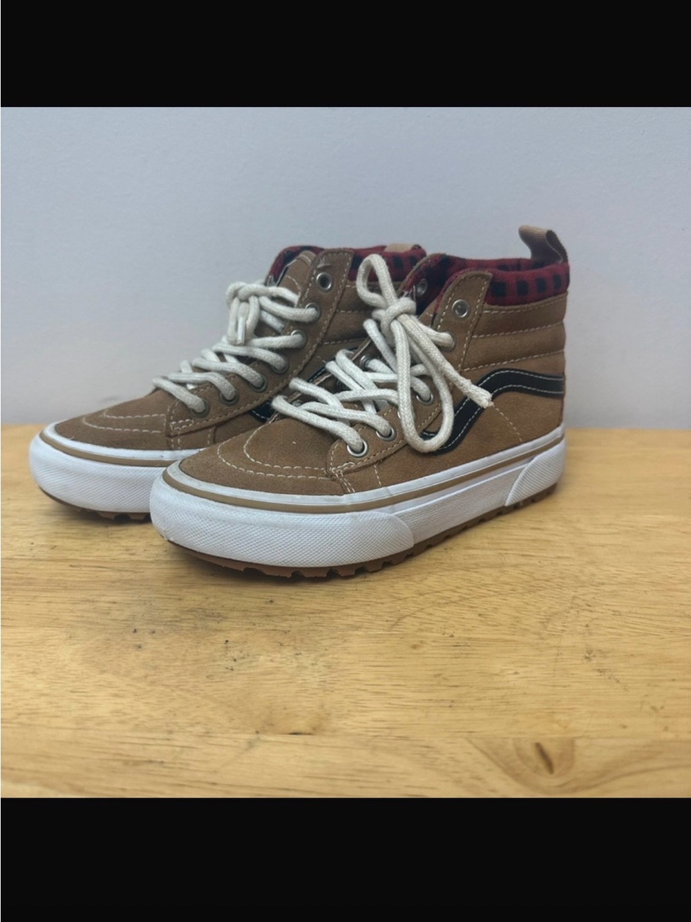 Vans Sk8-Hi MTE-1 Kids Size 13 Brown Red Plaid High Top Sneakers